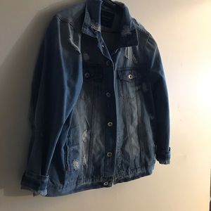 Distressed denim jacket